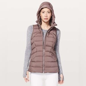 lululemon athletica Pack It Down Hooded Puffer Vest mauve stone size 6